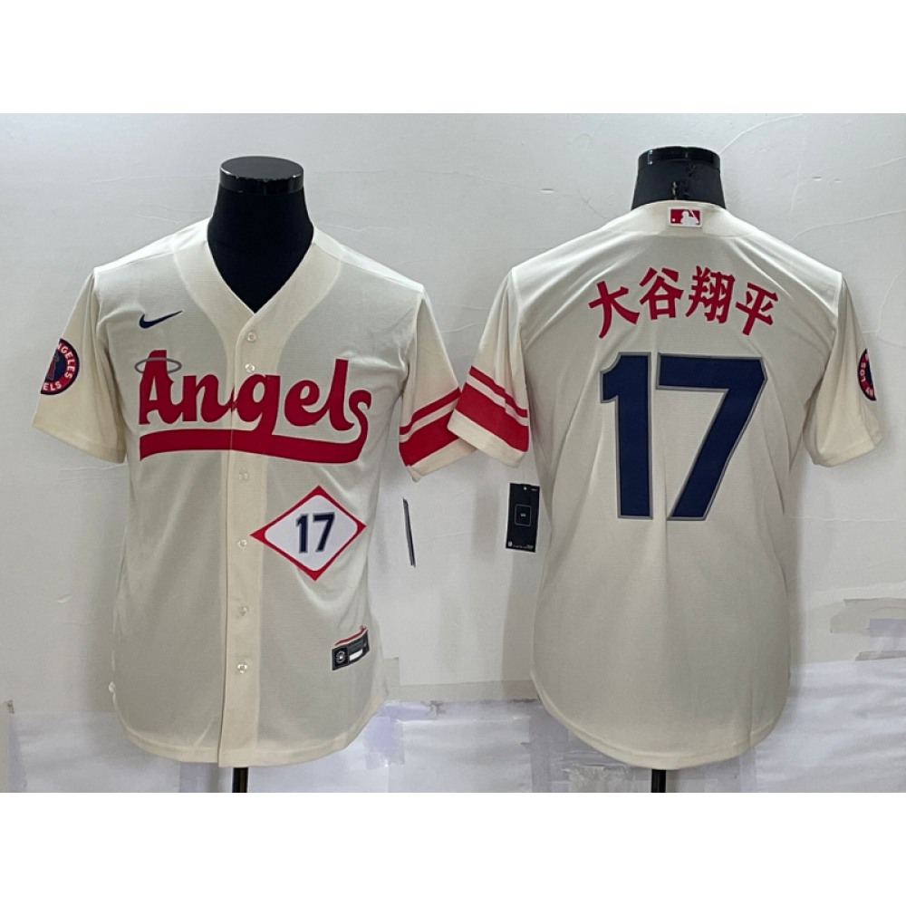 Men's Los Angeles Angels #17 Shohei Ohtani 2022 Cream City Connect Cool Base Stitched Jersey