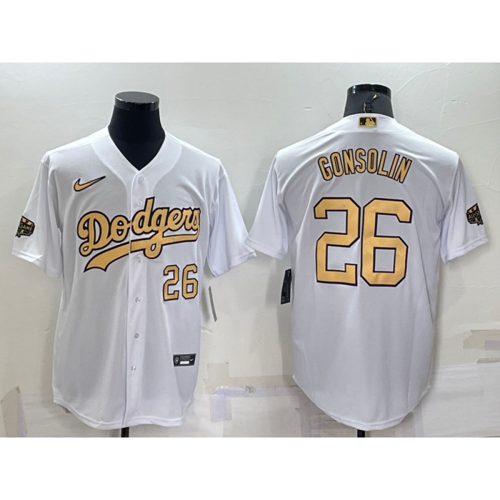 Men's Los Angeles Dodgers #26 Tony Gonsolin 2022 All-Star White Cool Base Stitched Baseball Jersey