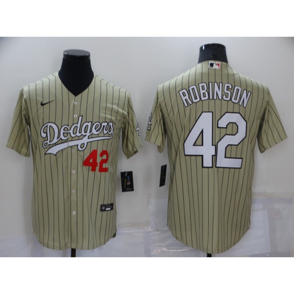 Men's Los Angeles Dodgers #42 Jackie Robinson Cream Cool Base Stitched Jersey