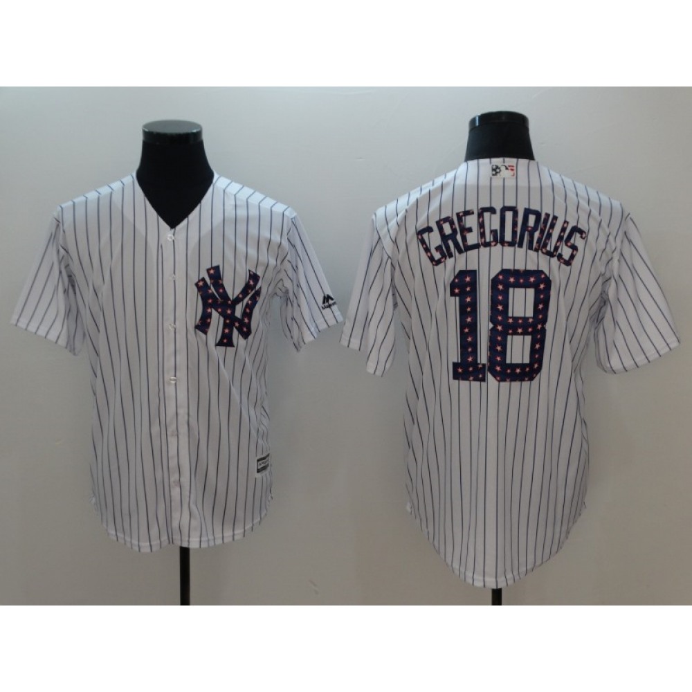 Men's MLB New York Yankees 18 Didi Gregorius White 2018 Stars & Stripes Cool Base Jersey