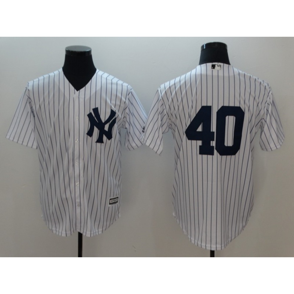 Men's MLB New York Yankees #40 Luis Severino White Flexbase Stitched Jersey