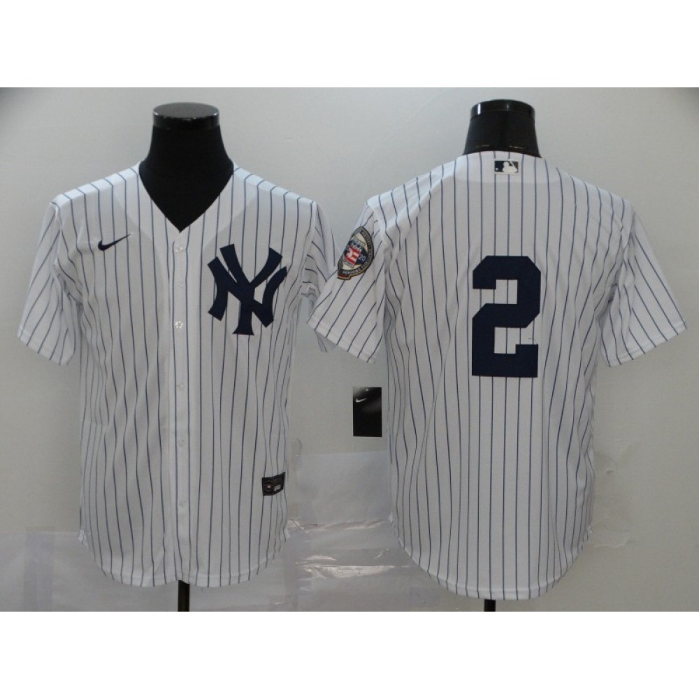 Men's New York Yankees #2 Derek Jeter White Cool Base Stitched MLB Jersey