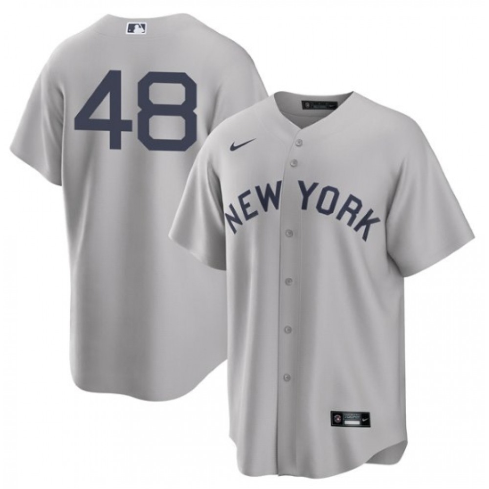 Men's New York Yankees #48 Anthony Rizzo 2021 Grey Field of Dreams Cool Base Stitched Baseball Jersey