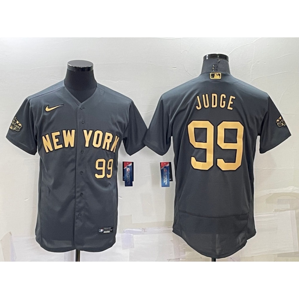 Men's New York Yankees #99 Aaron Judge 2022 All-Star Charcoal Flex Base Stitched Baseball Jersey
