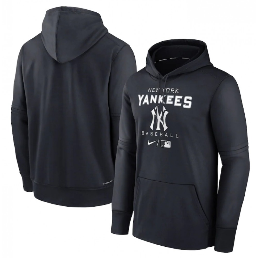 Men's New York Yankees Navy Pregame Performance Pullover Hoodie