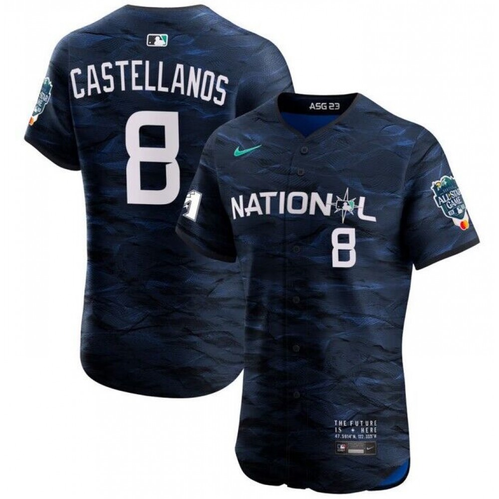 Men's Philadelphia Phillies #8 Nick Castellanos Royal 2023 All-star Flex Base Stitched Baseball Jersey