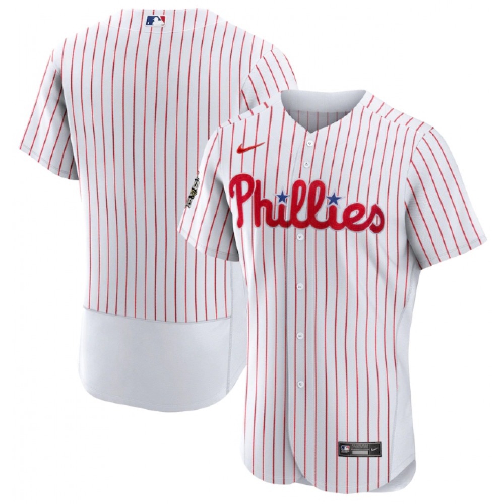 Men's Philadelphia Phillies Blank White 2022 World Series Flex Base Stitched Baseball Jersey