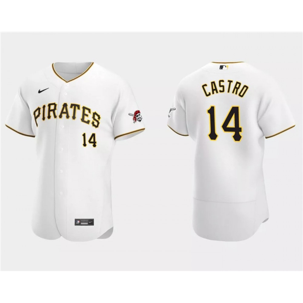 Men's Pittsburgh Pirates #14 Rodolfo Castro White Flex Base Stitched Baseball Jersey
