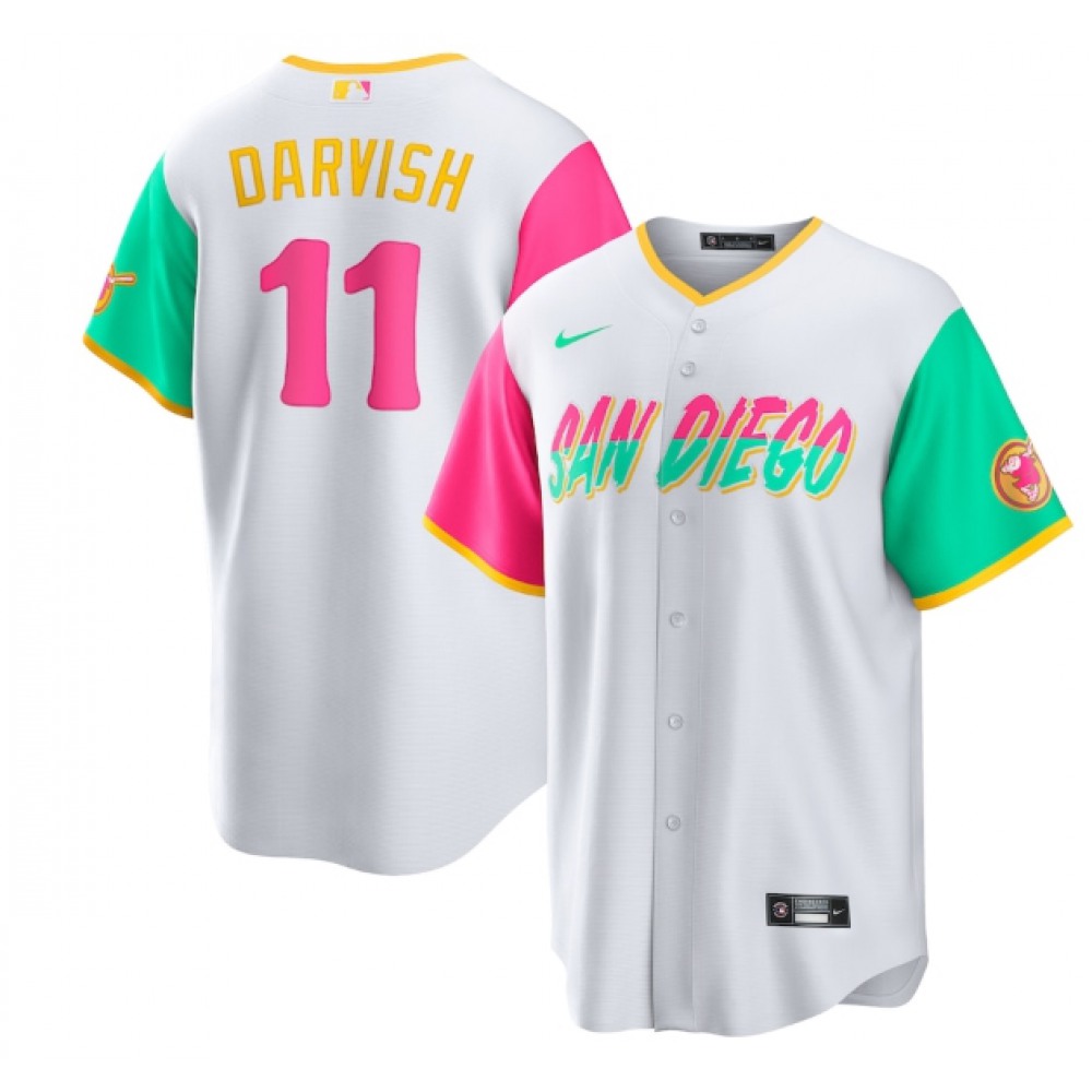Men's San Diego Padres #11 Yu Darvish 2022 White City Connect Cool Base Stitched Jersey