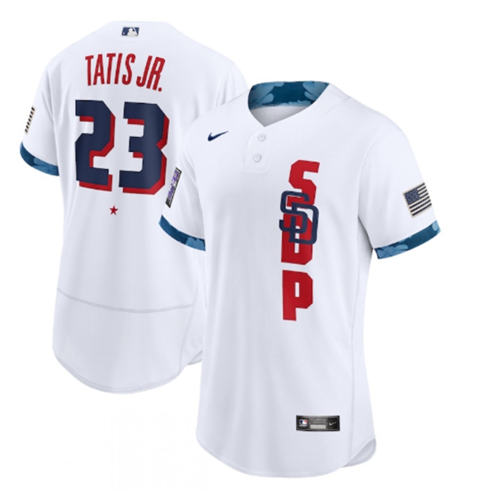 Men's San Diego Padres #23 Fernando Tatis Jr. 2021 White All-Star Flex Base Stitched MLB Jersey