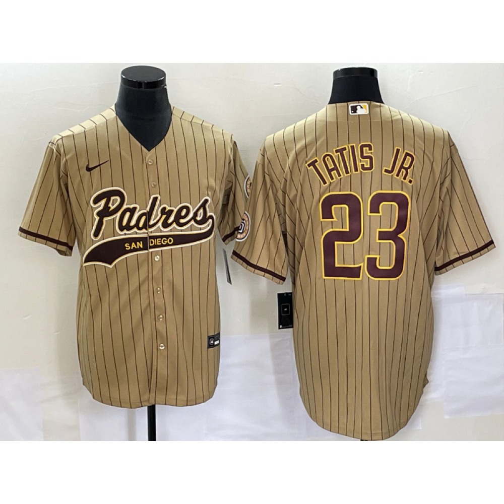 Men's San Diego Padres #23 Fernando Tatis Jr. Tan Cool Base Stitched Baseball Jersey