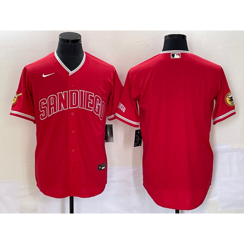 Men's San Diego Padres Blank Red Cool Base Stitched Baseball Jersey