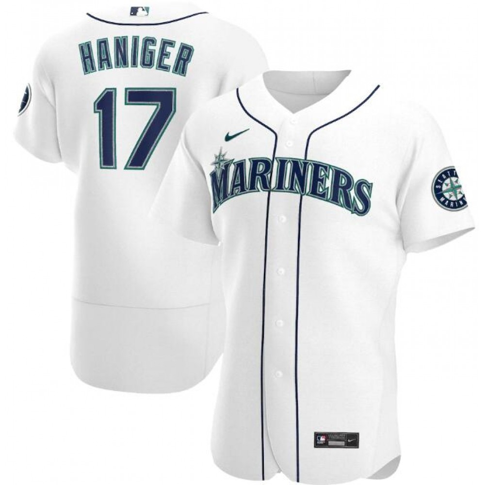 Men's Seattle Mariners #17 Mitch Haniger White Flex Base Stitched jersey