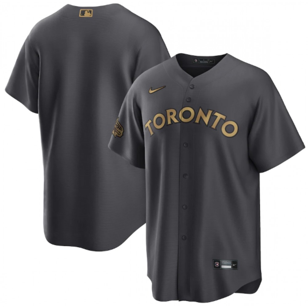 Men's Toronto Blue Jays Blank 2022 All-Star Charcoal Cool Base Stitched Baseball Jersey