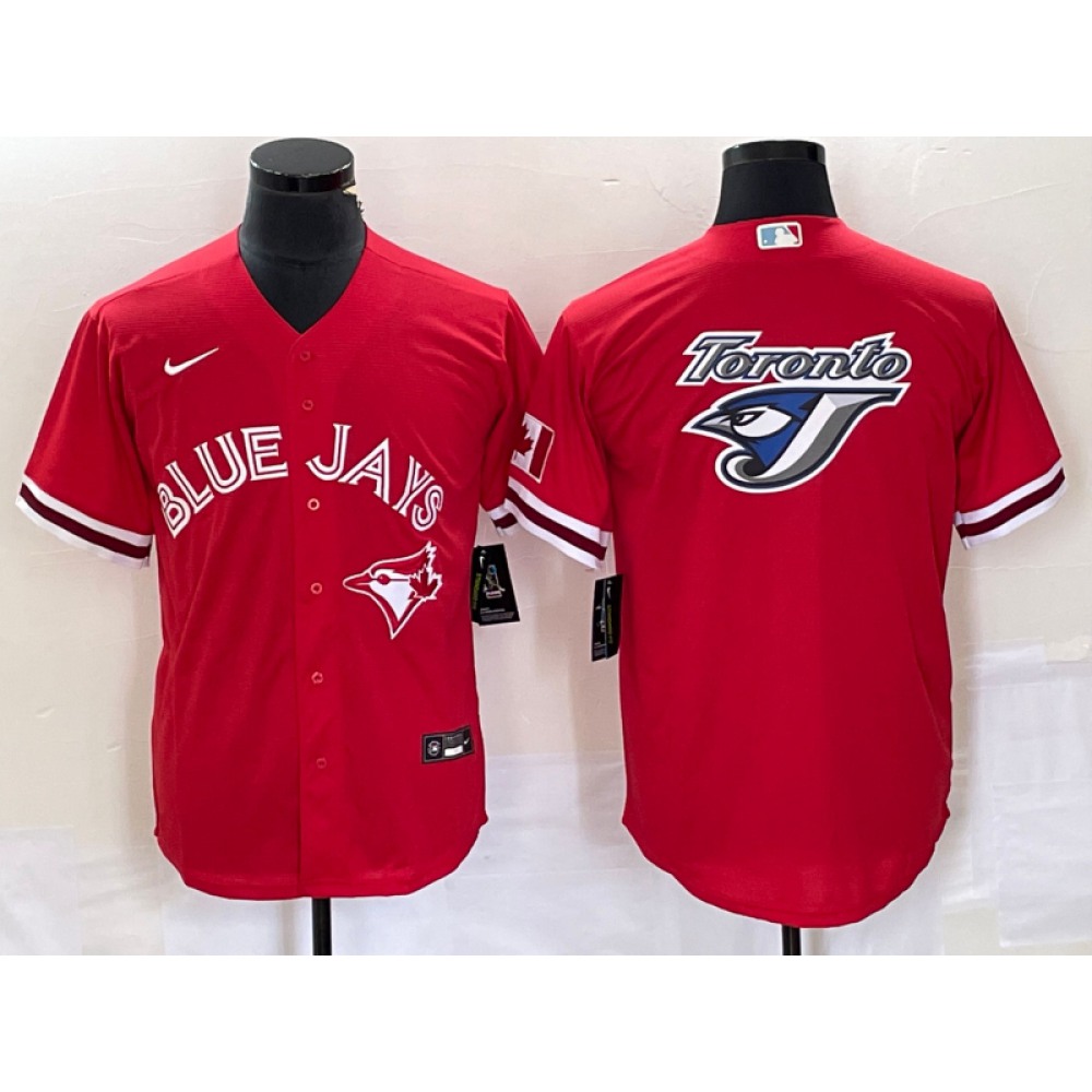 Men's Toronto Blue Jays Red Team Big Logo Cool Base Stitched Baseball Jersey