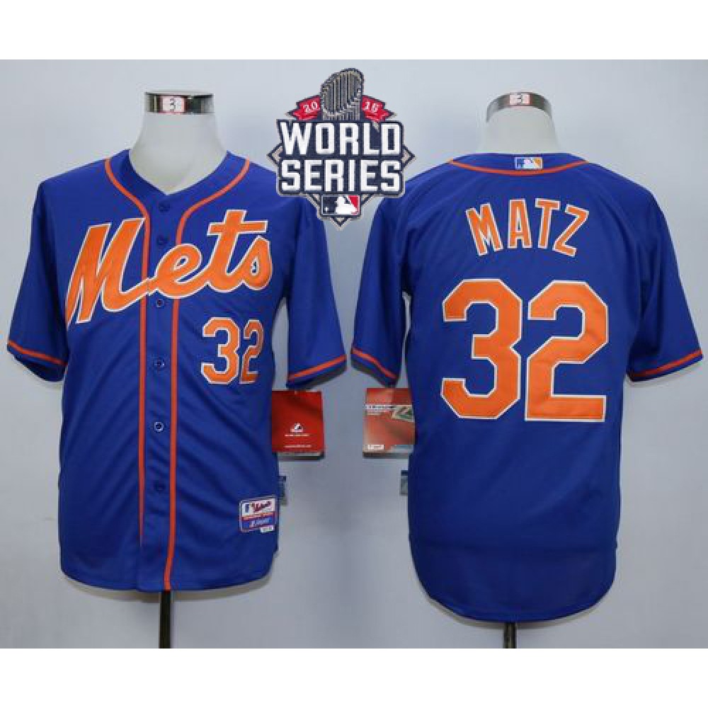 Mets #32 Steven Matz Blue Alternate Home Cool Base W/2015 World Series Patch Stitched MLB Jersey