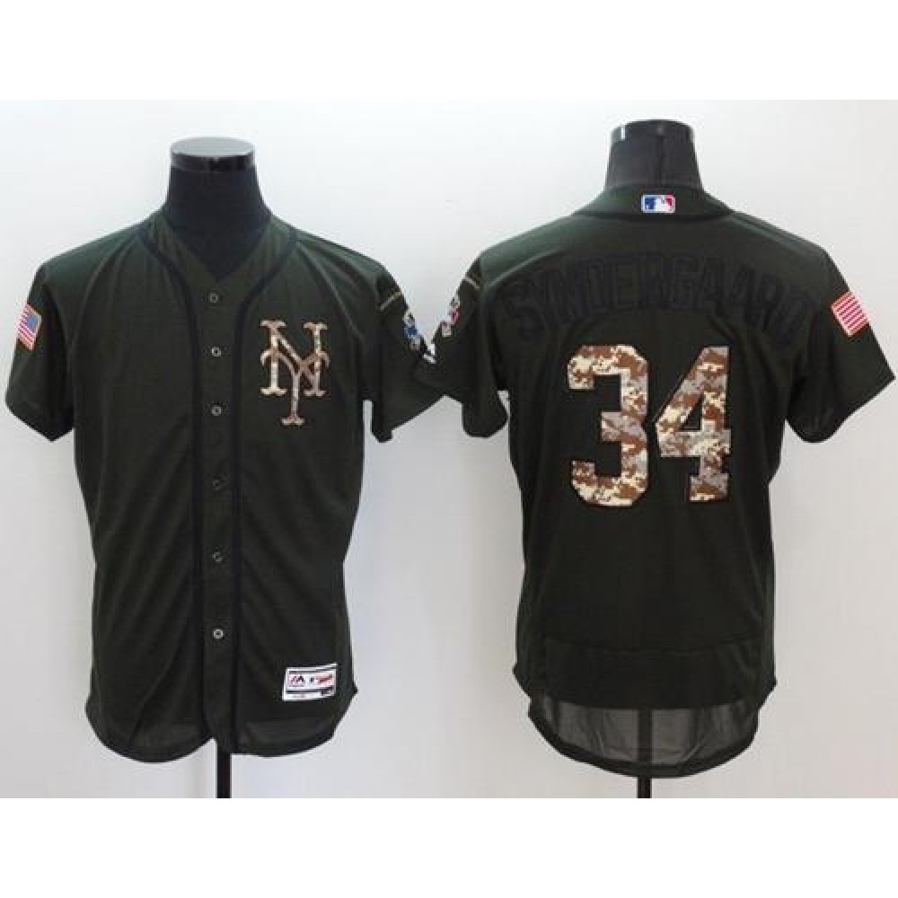 Mets #34 Noah Syndergaard Green Flexbase Authentic Collection Salute to Service Stitched MLB Jersey