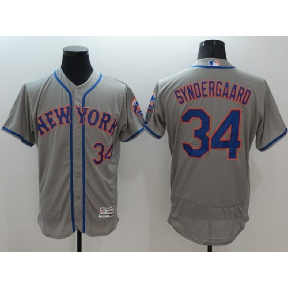 Mets #34 Noah Syndergaard Grey Flexbase Authentic Collection Stitched MLB Jersey
