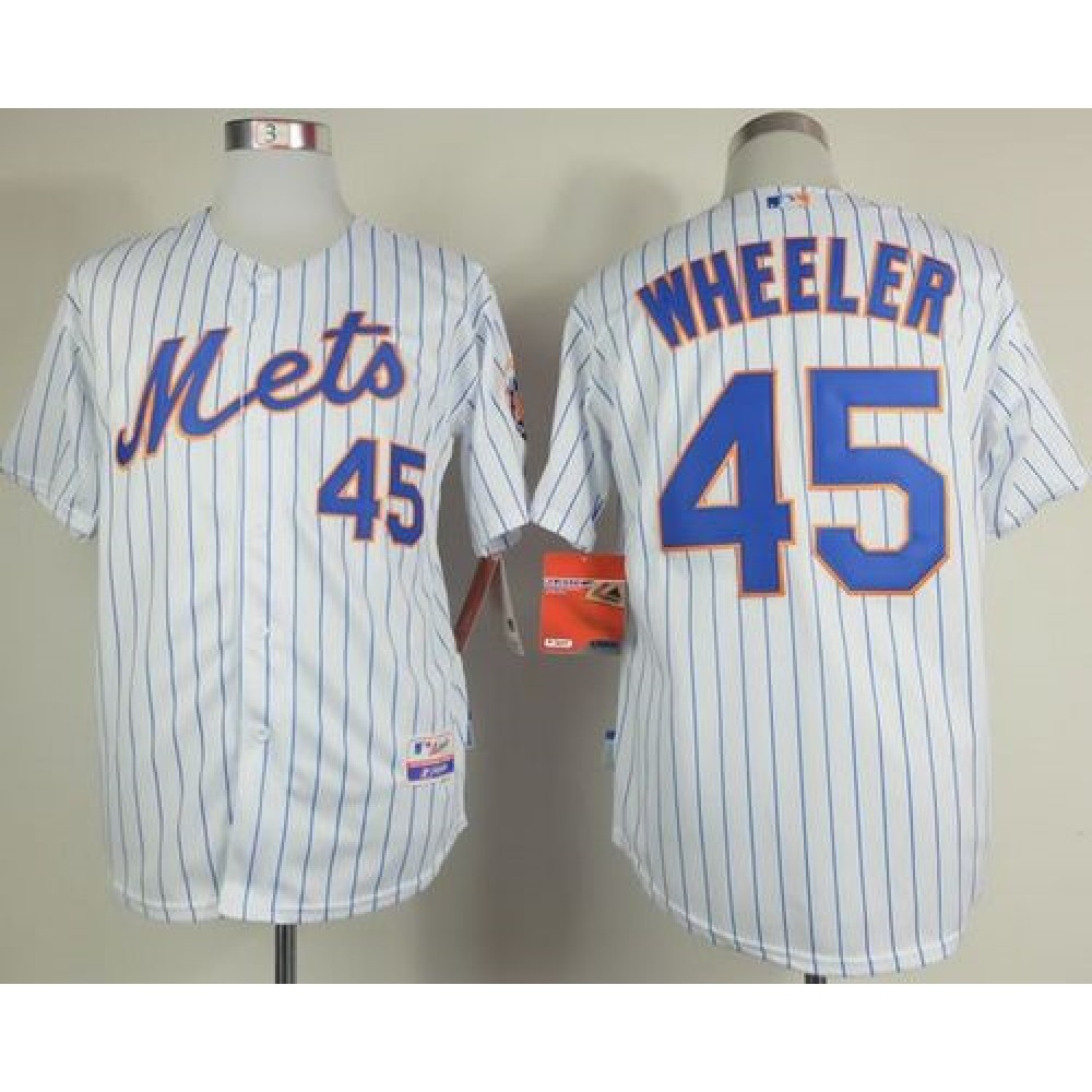 Mets #45 Zack Wheeler White(Blue Strip) Home Cool Base Stitched MLB Jersey