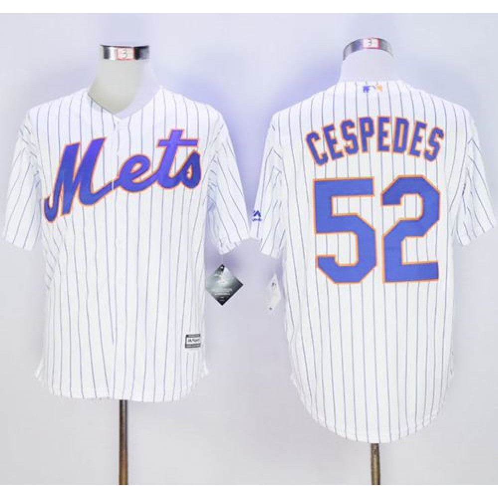 Mets #52 Yoenis Cespedes White(Blue Strip) New Cool Base Stitched MLB Jersey