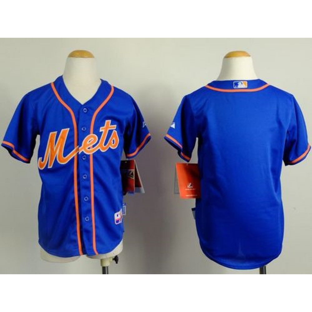 Mets Blank Blue Alternate Home Cool Base Stitched Youth MLB Jersey
