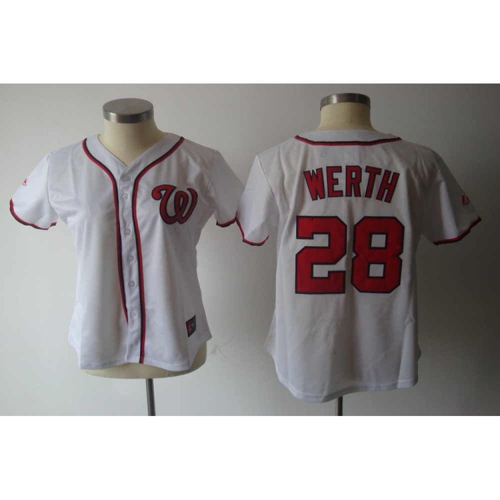 Nationals #28 Jayson Werth White Women's Fashion Stitched MLB Jersey
