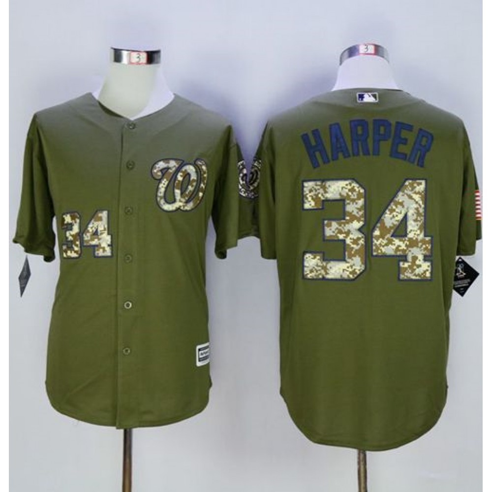 Nationals #34 Bryce Harper Green Camo New Cool Base Stitched MLB Jersey