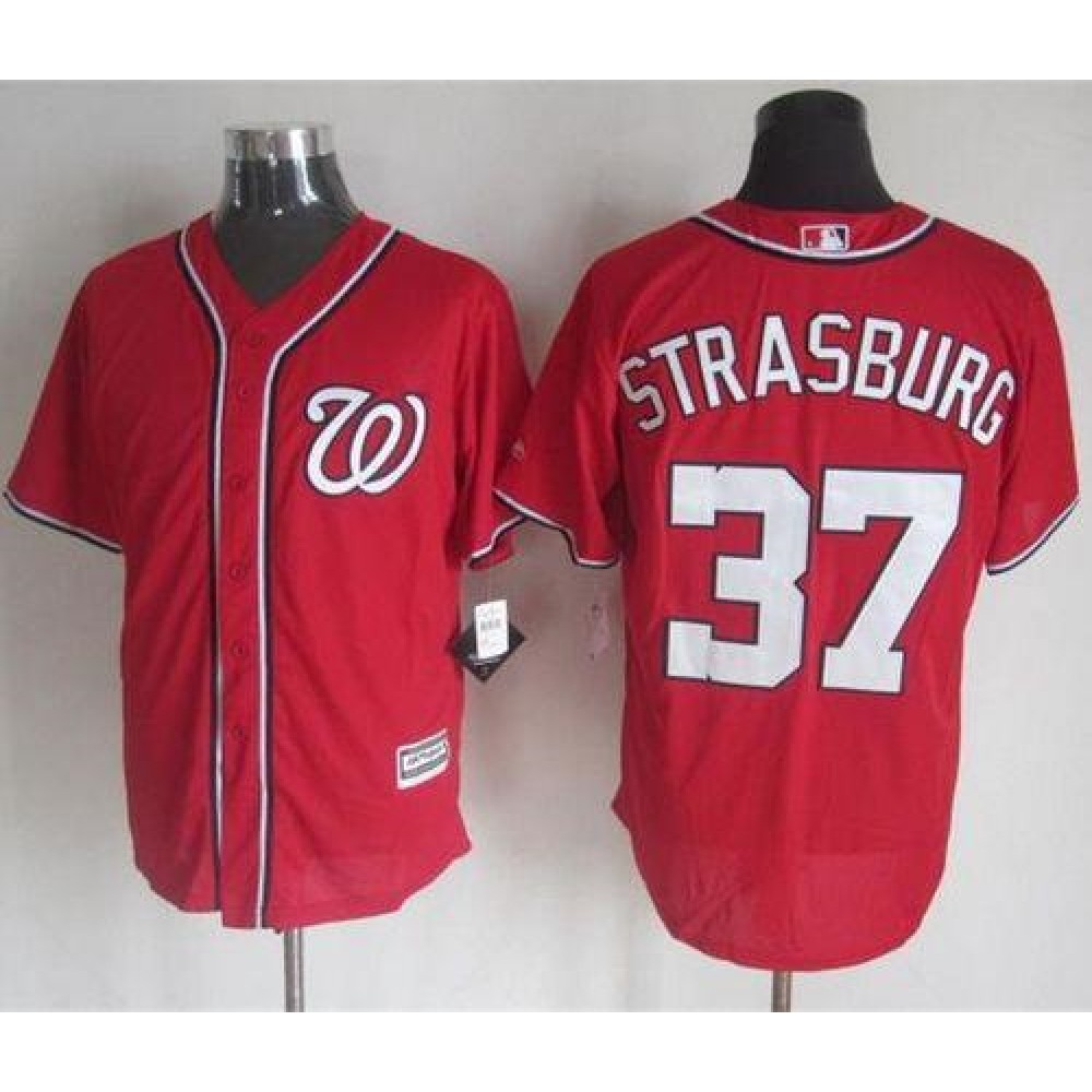 Nationals #37 Stephen Strasburg Red New Cool Base Stitched MLB Jersey