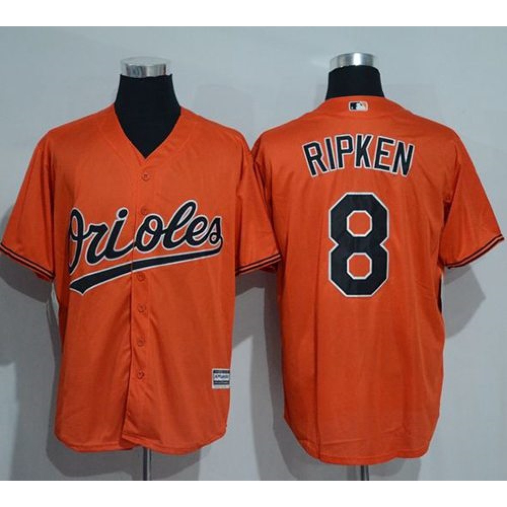 Orioles #8 Cal Ripken Orange New Cool Base Stitched MLB Jersey