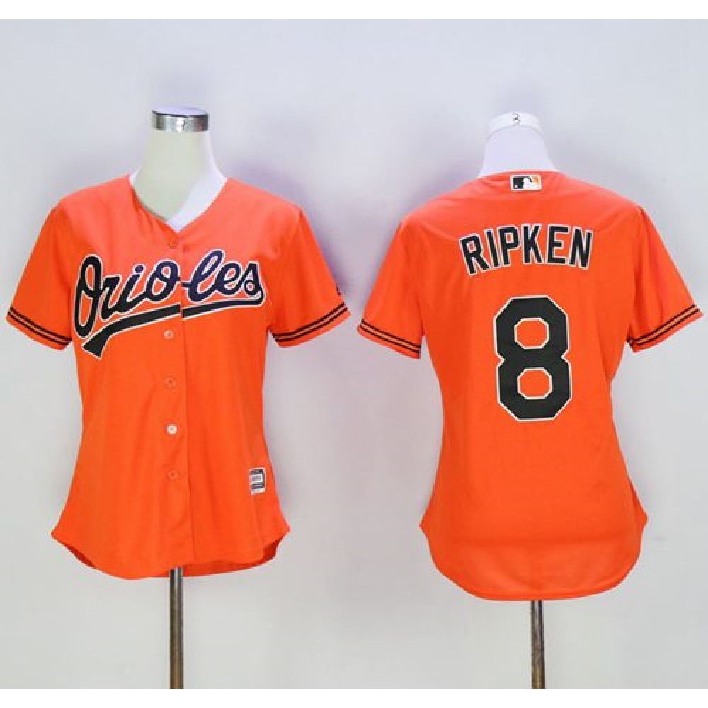 Orioles #8 Cal Ripken Orange Women's Alternate Stitched MLB Jersey