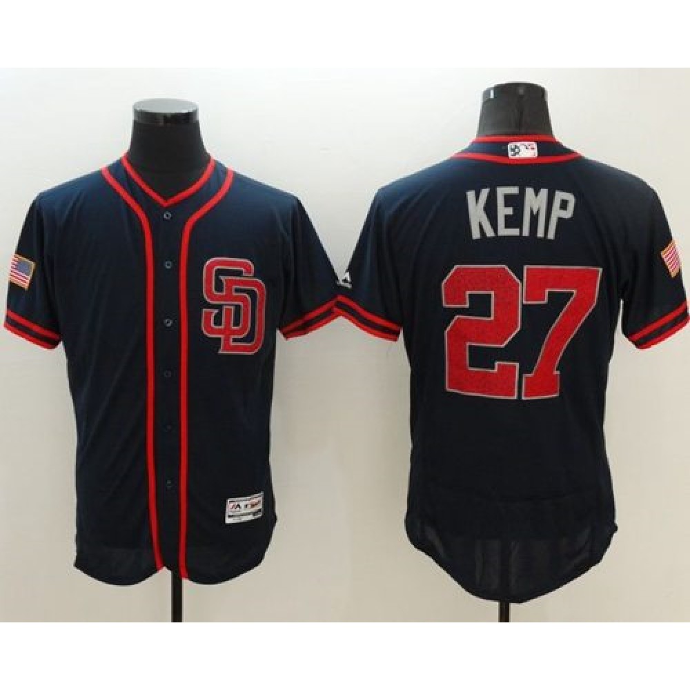 Padres #27 Matt Kemp Navy Blue Fashion Stars & Stripes Flexbase Authentic Stitched MLB Jersey