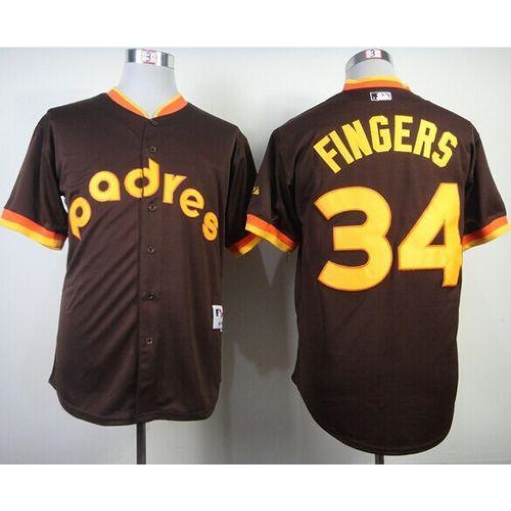 Padres #34 Rollie Fingers Coffee 1984 Turn Back The Clock Stitched MLB Jersey