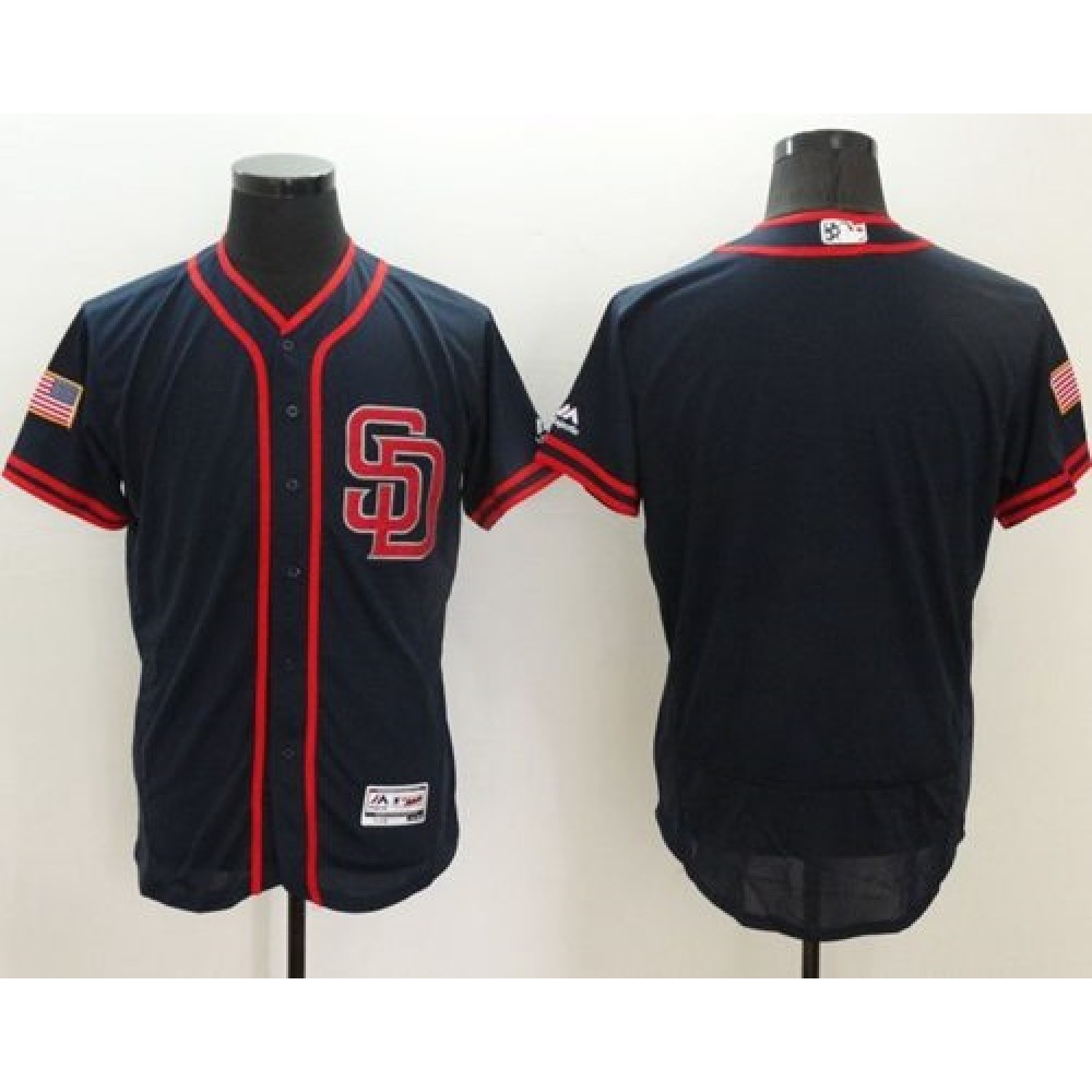 Padres Blank Navy Blue Fashion Stars & Stripes Flexbase Authentic Stitched MLB Jersey