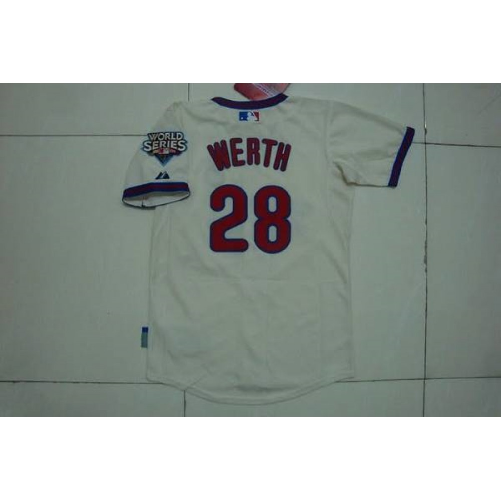Phillies #28 Jayson Werth Stitched Cream Youth MLB Jersey