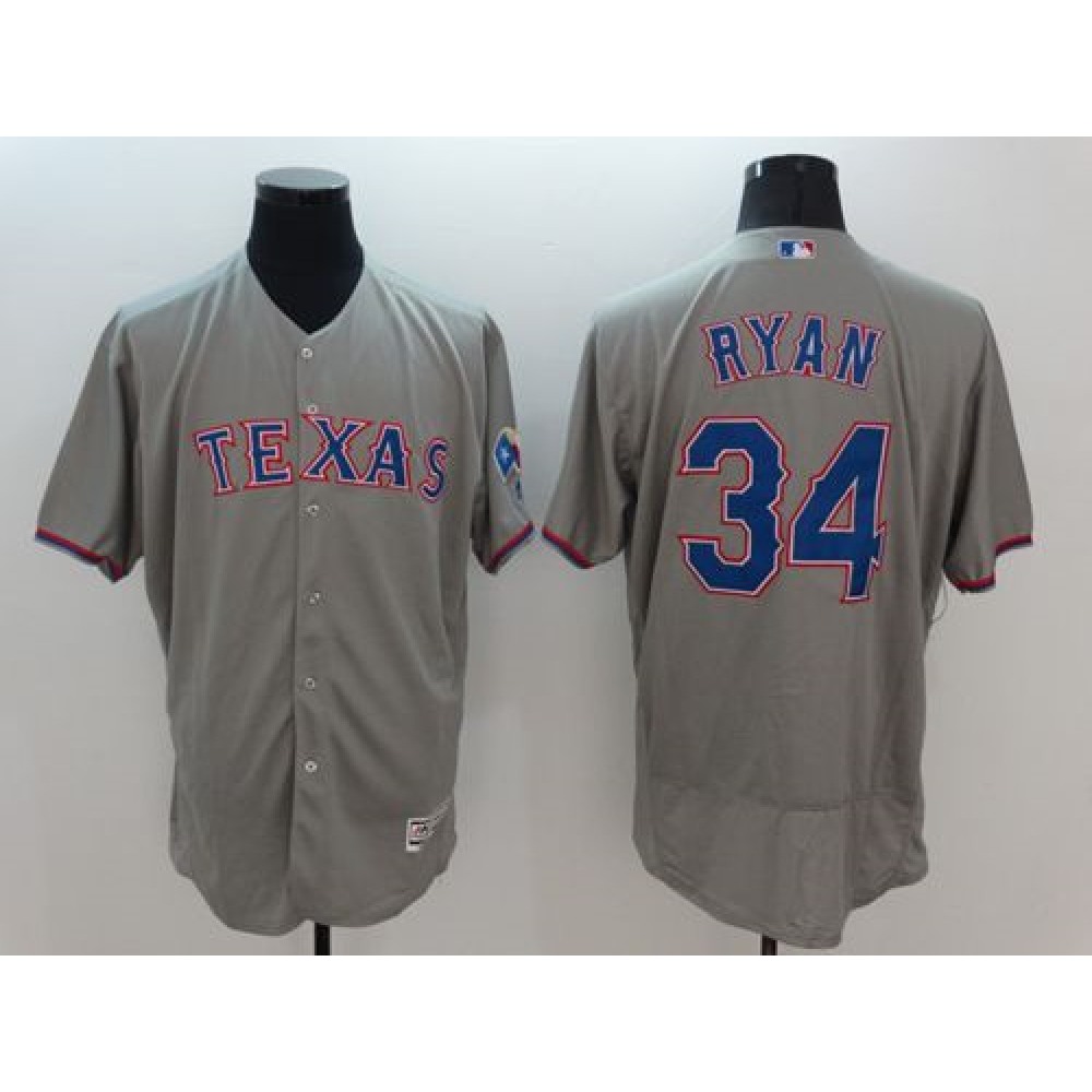 Rangers #34 Nolan Ryan Grey Flexbase Authentic Collection Stitched MLB Jersey