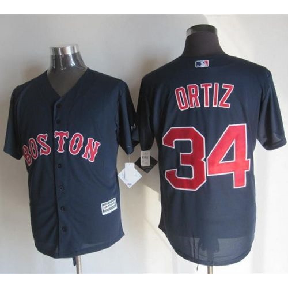 Red Sox #34 David Ortiz Navy Blue New Cool Base Stitched MLB Jersey