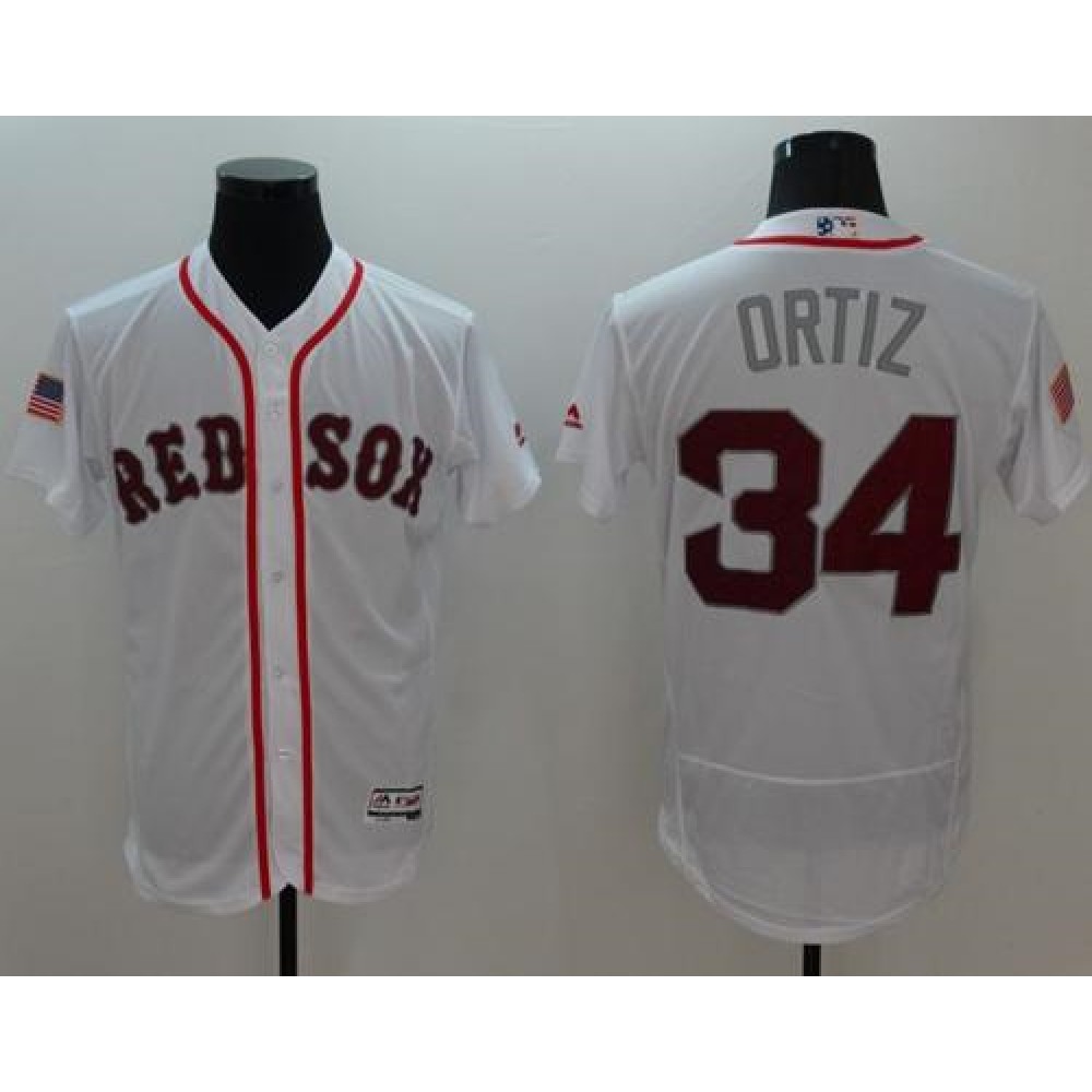 Red Sox #34 David Ortiz White Fashion Stars & Stripes Flexbase Authentic Stitched MLB Jersey