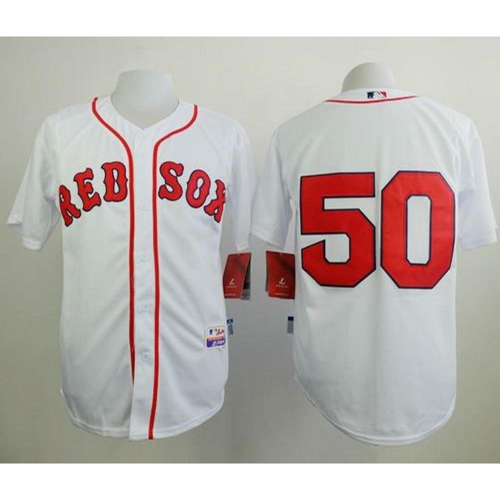 Red Sox #50 Mookie Betts White Cool Base Stitched MLB Jersey