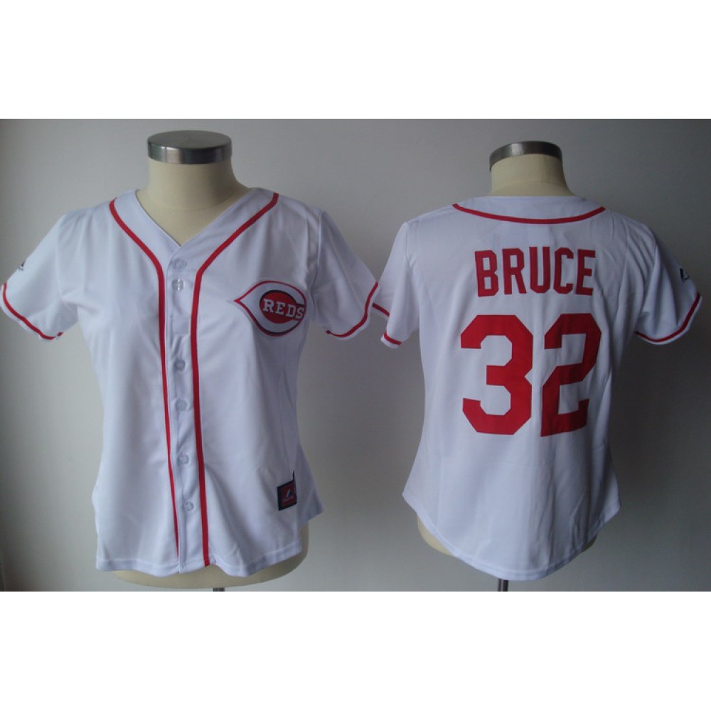 Reds #32 Jay Bruce White Women's Fashion Stitched MLB Jersey