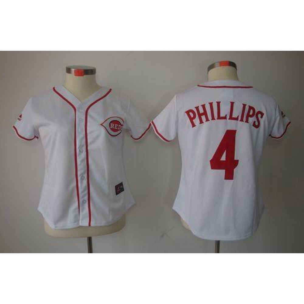 Reds #4 Brandon Phillips White Women's Fashion Stitched MLB Jersey