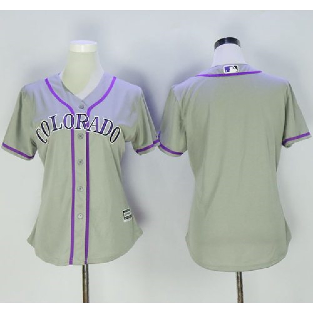 Rockies Blank Grey Women's Road Stitched MLB Jersey