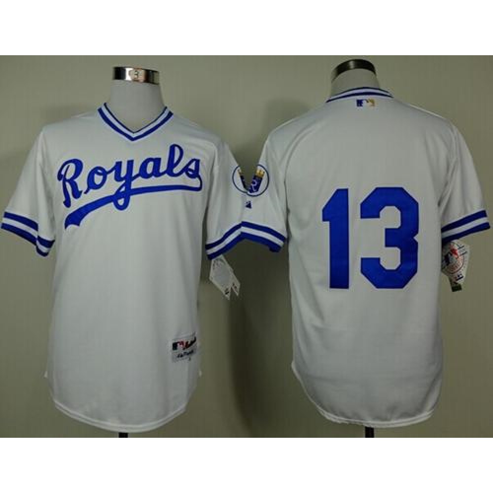 Royals #13 Salvador Perez White 1974 Turn Back The Clock Stitched MLB Jersey