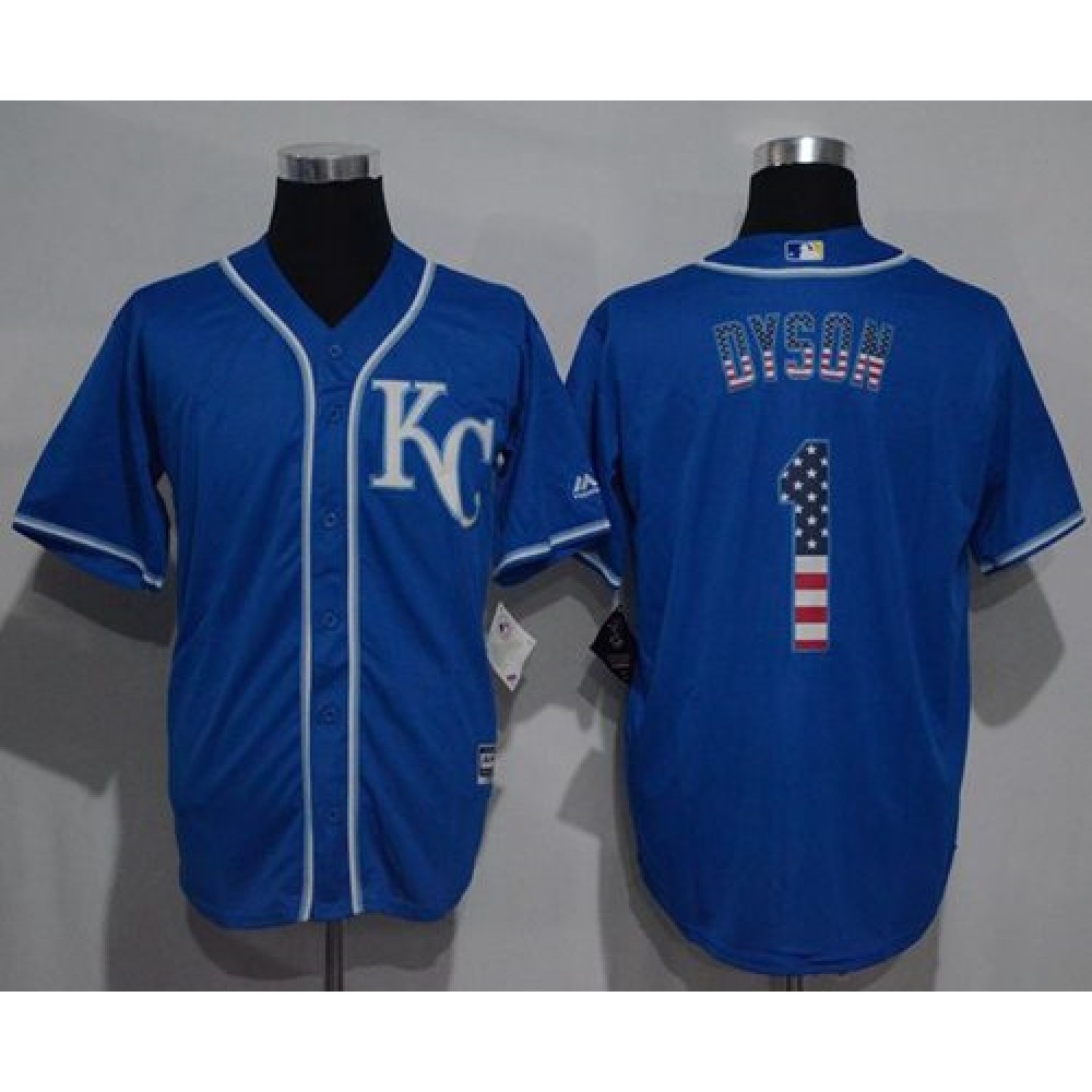 Royals #1 Jarrod Dyson Blue USA Flag Fashion Stitched MLB Jersey