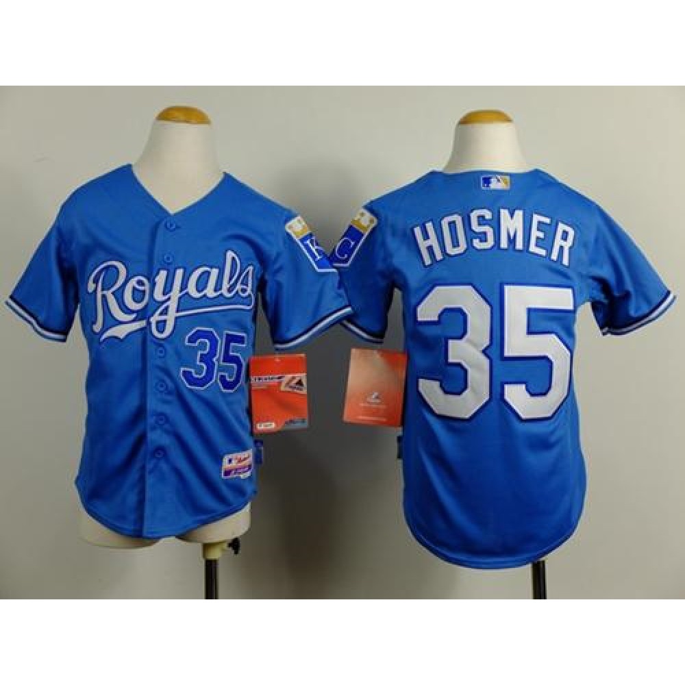Royals #35 Eric Hosmer Blue Cool Base Alternate 1 Stitched Youth MLB Jersey