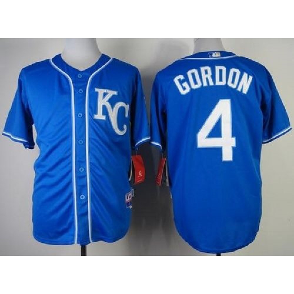 Royals #4 Alex Gordon Blue Alternate 2 Cool Base Stitched MLB Jersey