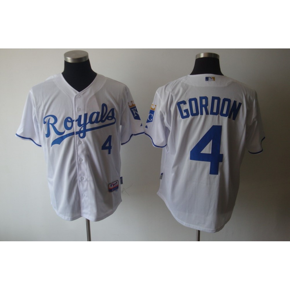 Royals #4 Alex Gordon White Cool Base Stitched MLB Jersey