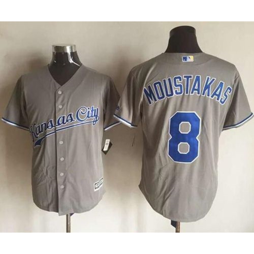 Royals #8 Mike Moustakas New Grey Cool Base Stitched MLB Jersey