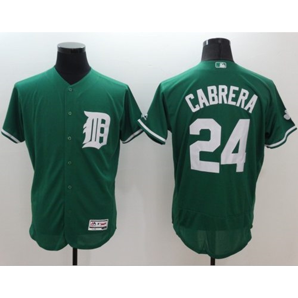 Tigers #24 Miguel Cabrera Green Celtic Flexbase Authentic Collection Stitched MLB Jersey