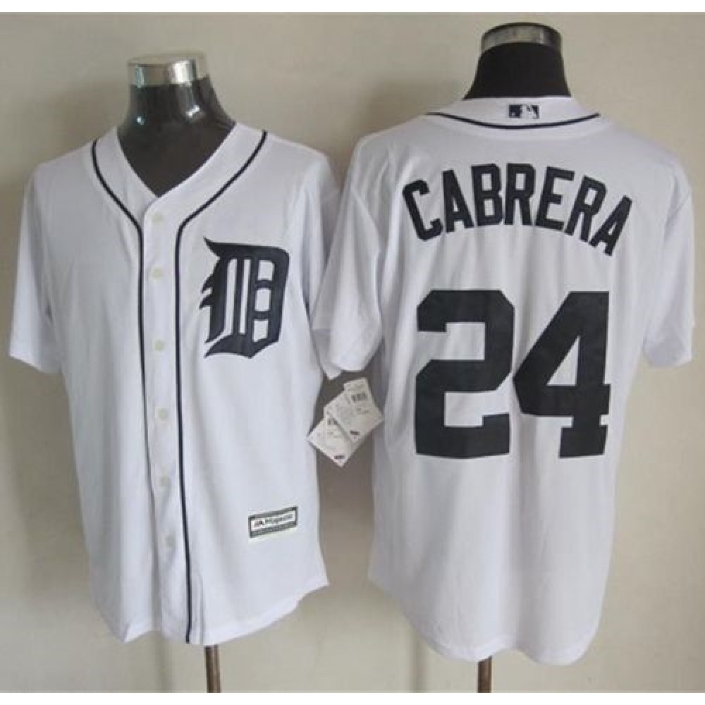 Tigers #24 Miguel Cabrera White New Cool Base Stitched MLB Jersey