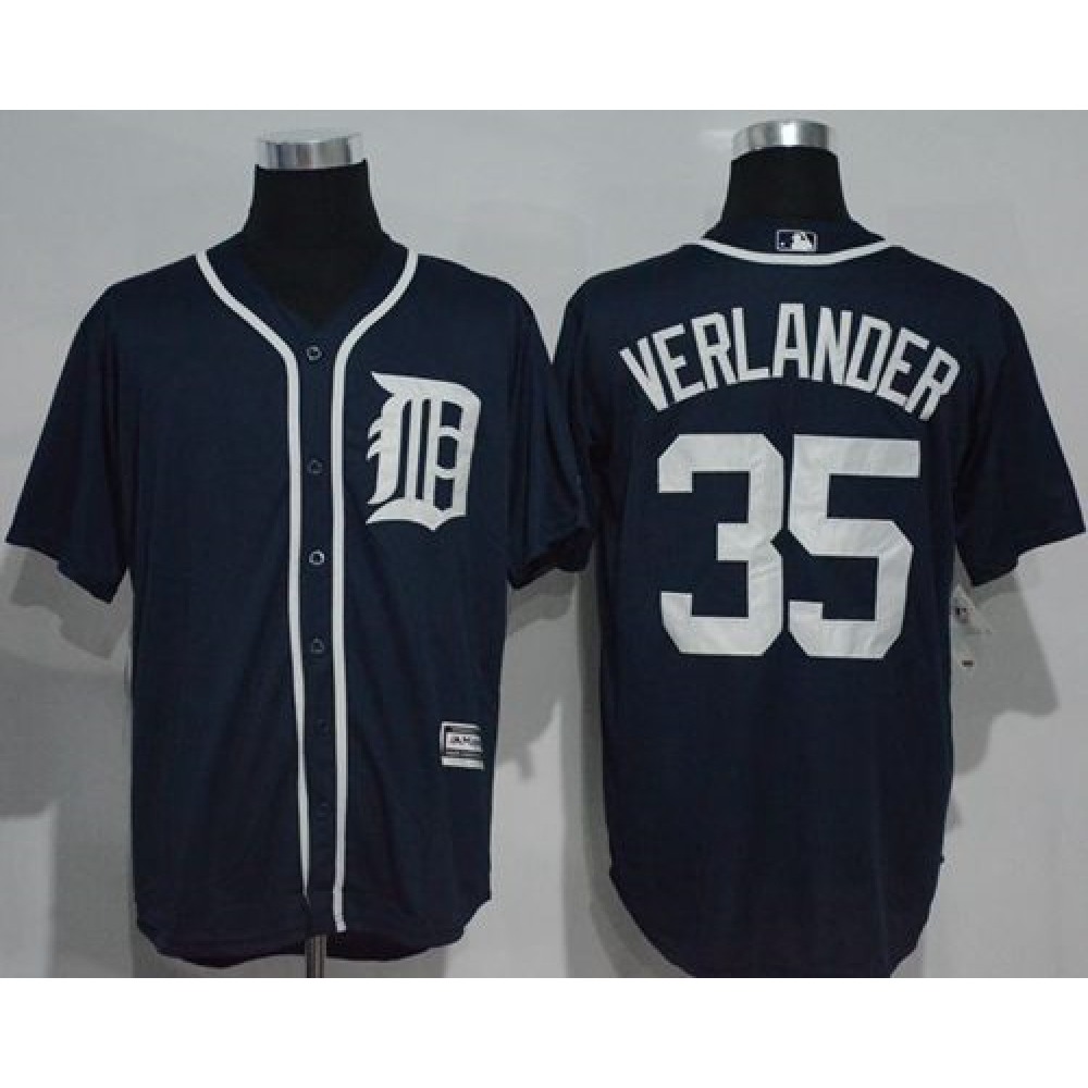Tigers #35 Justin Verlander Navy Blue New Cool Base Stitched MLB Jersey